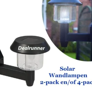 2-Stuks Solar LED Wandlampen in Zwart Kleur