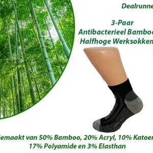 3-Paar Antibacterieel Bamboe Halfhoge Werksokken