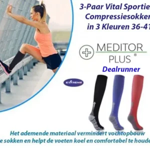 3-Paar Vital Sportieve Compressiesokken in 3 Kleuren 36-41