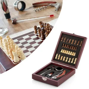 Origineel en praktisch cadeau – Wijn- en Schaakset (37 Stuks)