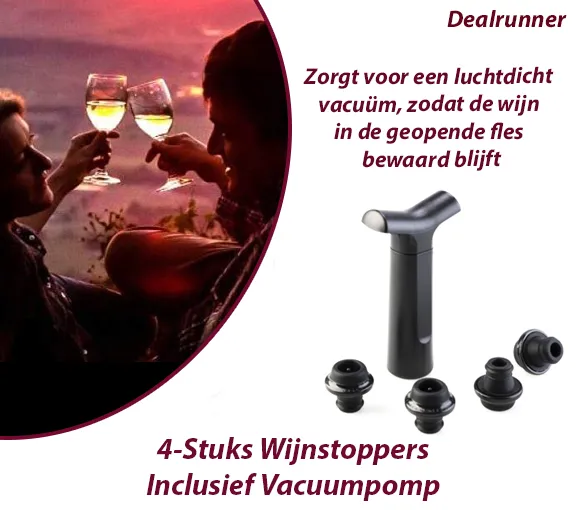 4-Stuks Wijnstoppers Inclusief Vacuumpomp - Afbeelding 4